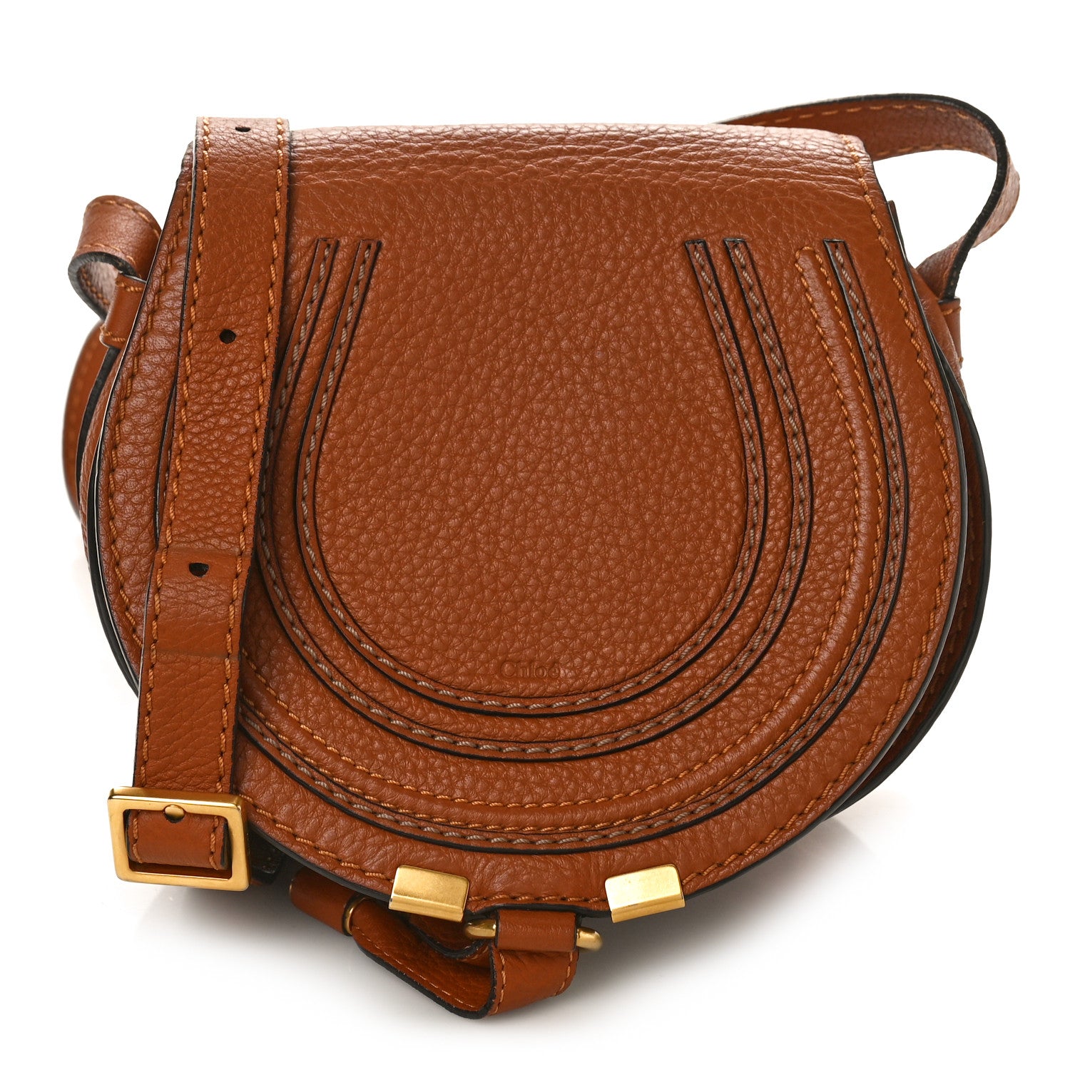 Chloe Calfskin Mini Marcie Round Crossbody Bag Tan 1 of 12