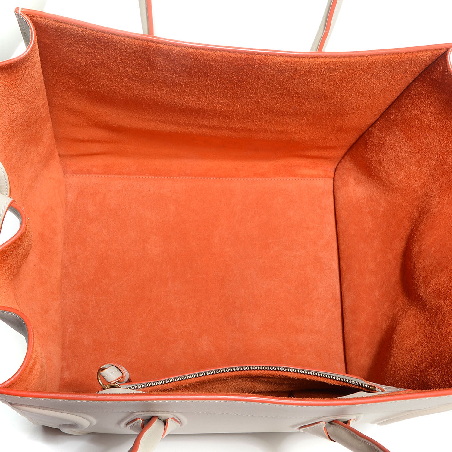 Celine Smooth Calfskin Medium Phantom Luggage Chalk Orange Trim 5 of 9