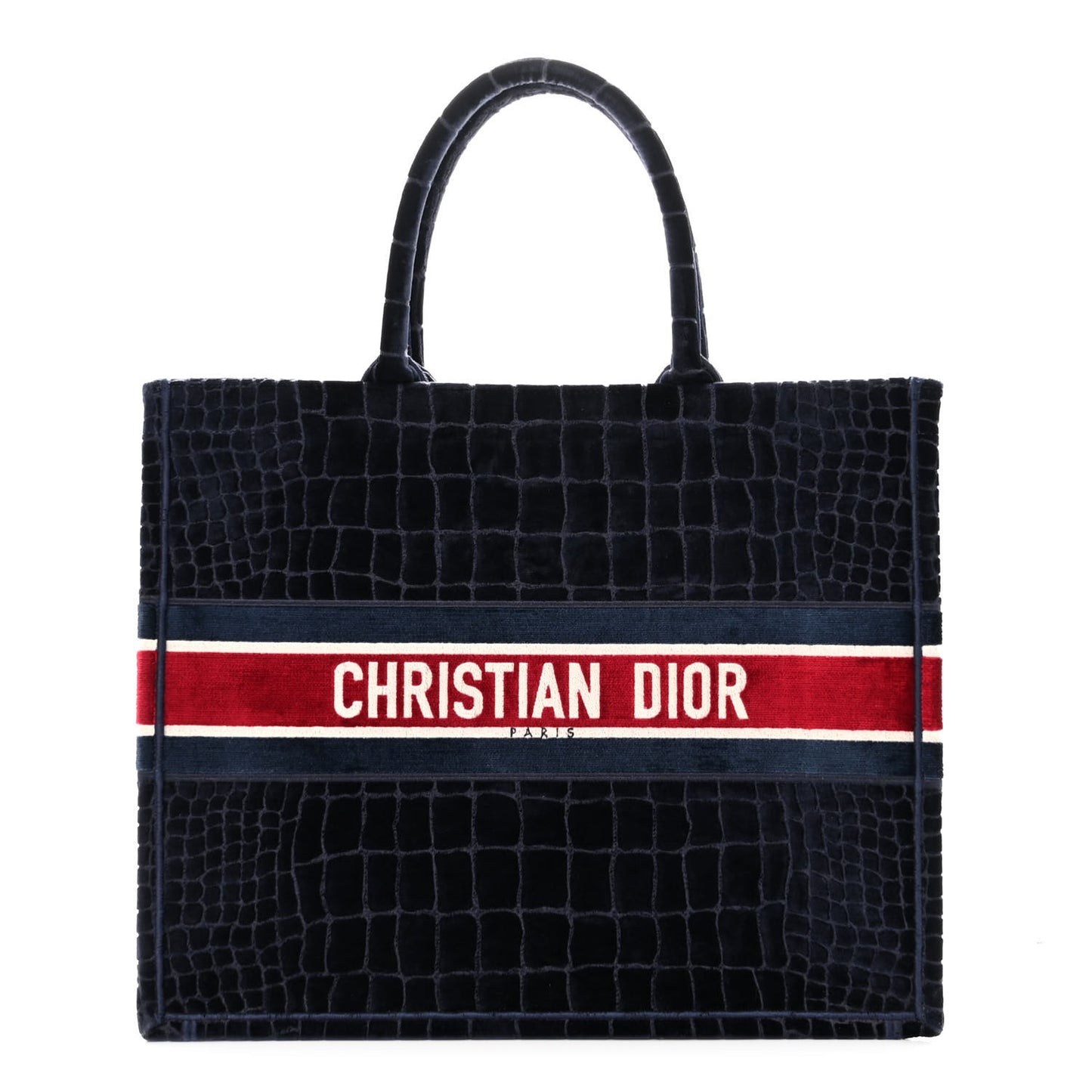 Velvet Mizza Embroidered Large Croc Book Tote Bleu Multicolor
