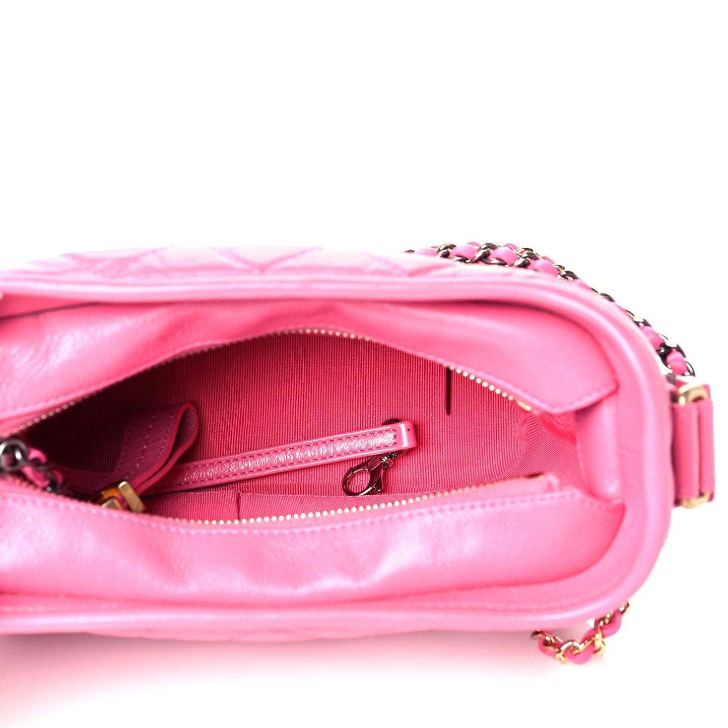 Aged Calfskin Quilted Small Gabrielle Hobo Rose