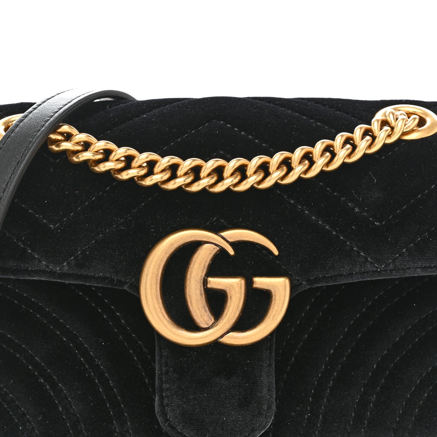 Velvet Matelasse Mini GG Marmont Shoulder Bag Black