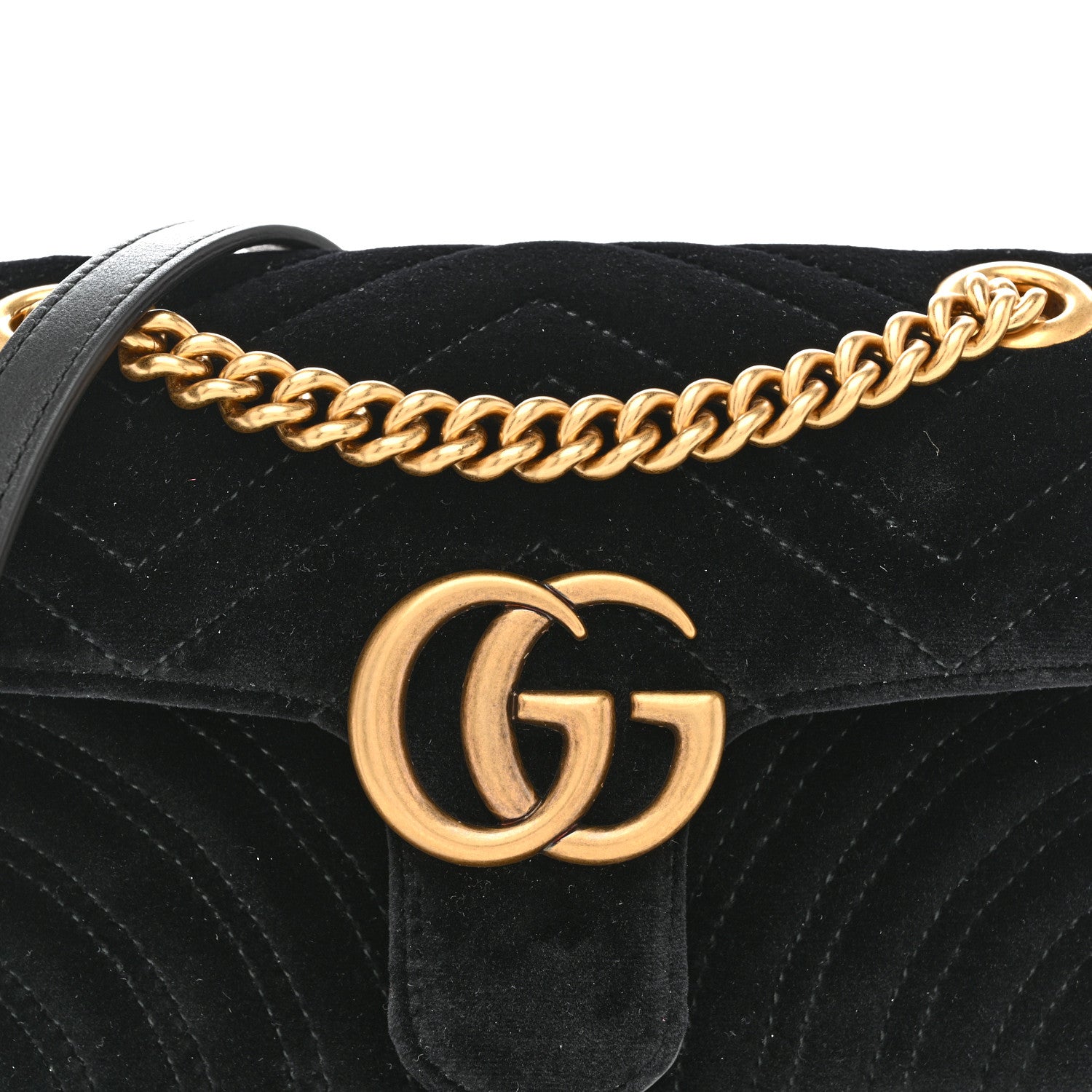 Gucci Velvet Matelasse Mini GG Marmont Shoulder Bag Black 8 of 10