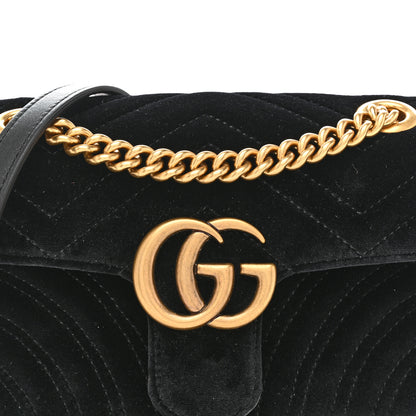 Gucci Velvet Matelasse Mini GG Marmont Shoulder Bag Black 8 of 10