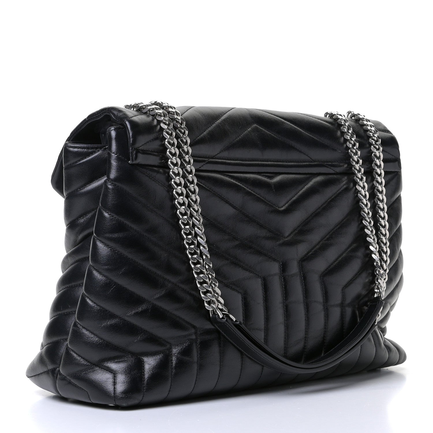 Saint Laurent Calfskin Y Quilted Monogram Large Loulou Chain Satchel Black 2 of 4