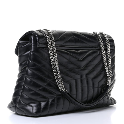 Saint Laurent Calfskin Y Quilted Monogram Large Loulou Chain Satchel Black 2 of 4