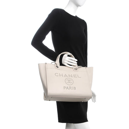 Chanel Caviar Small Studded Deauville Tote Ivory 3 of 11