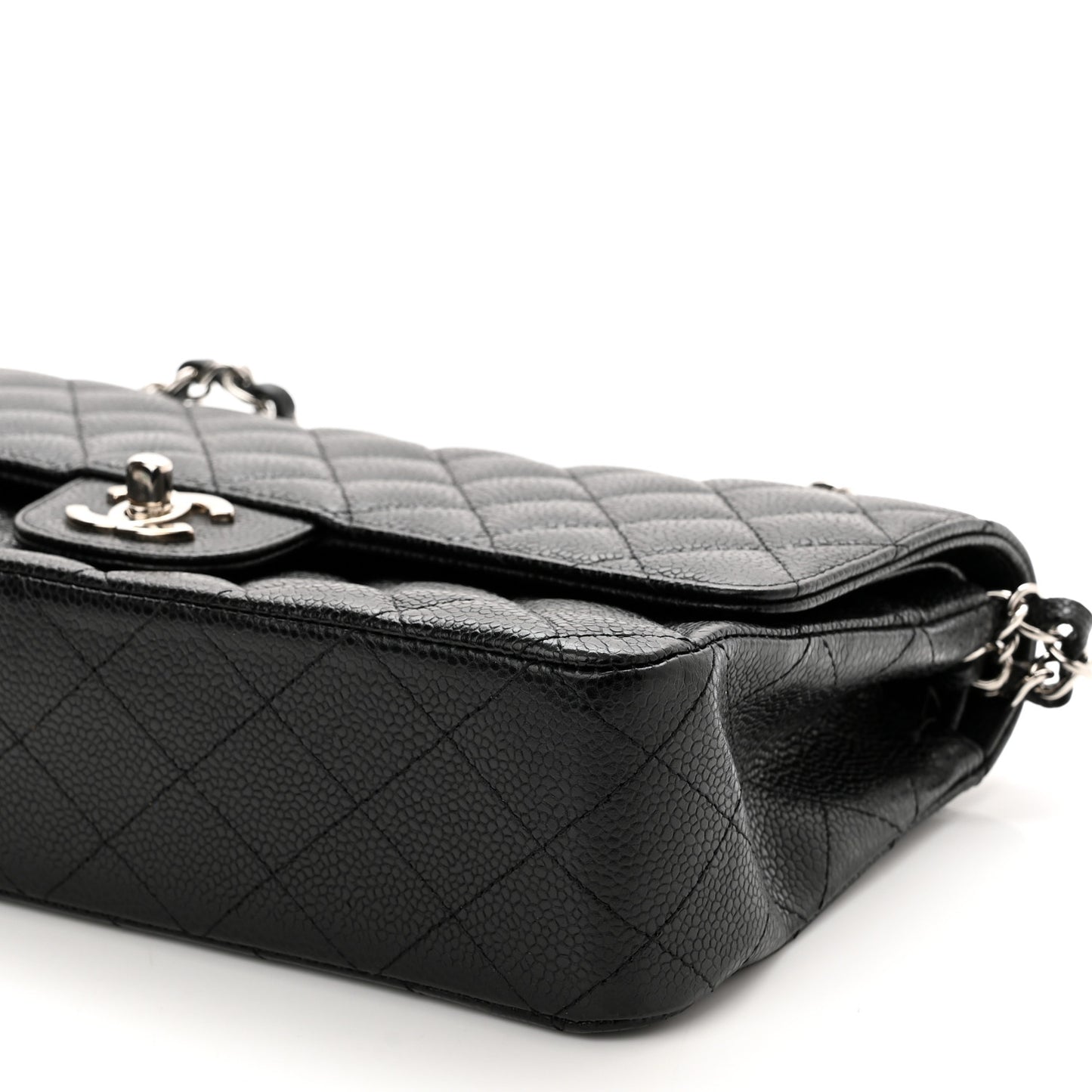 Caviar Quilted Medium Double Flap Black