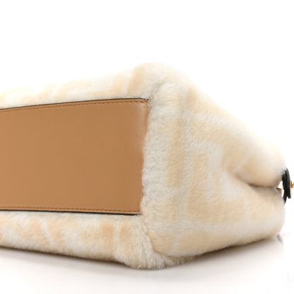 Fendi Shearling Nappa Macro FF 1974 Mini Peekaboo Iconic Satchel White Ice Cuoio Miele Scuro 8 of 8