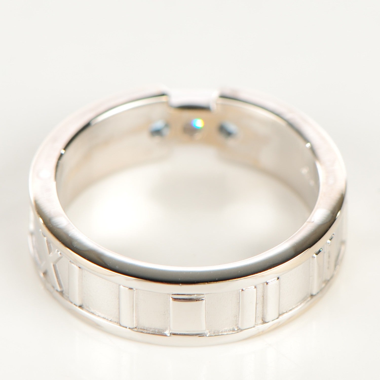 Tiffany 18K White Gold Diamond Aquamarine Atlas Ring 6.5 3 of 6