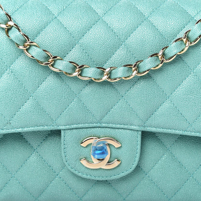 Chanel Iridescent Caviar Quilted Medium Double Flap Green 10 of 11