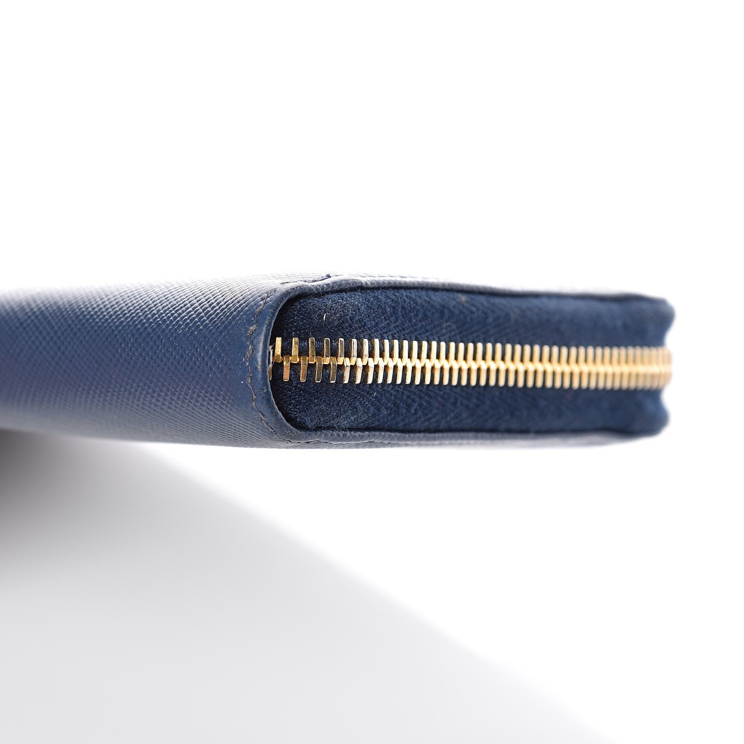 Prada Saffiano Triangle Zip Around Wallet Blue 10 of 11