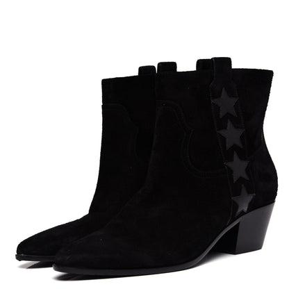 Saint Laurent Suede Rock 40 Stars Ankle Boots 35 Black 3 of 10