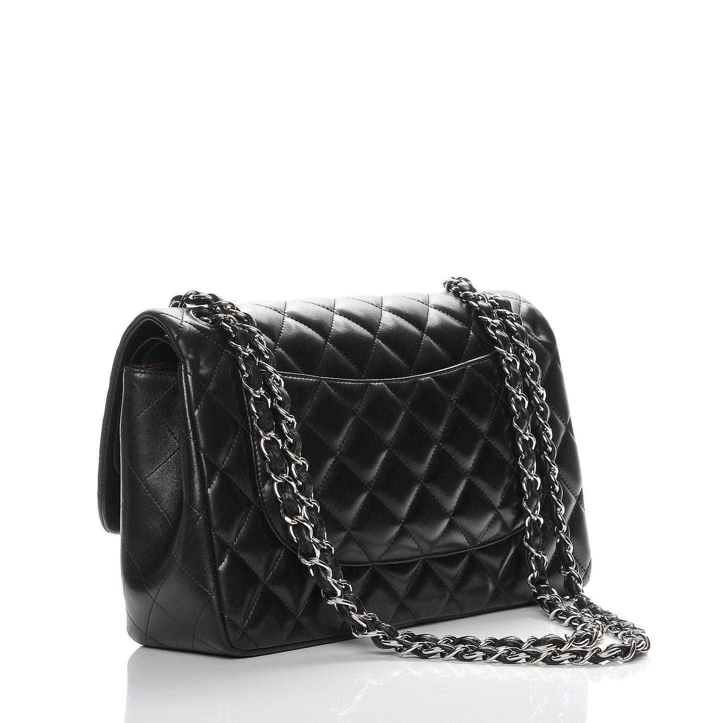 Lambskin Quilted Jumbo Double Flap Black