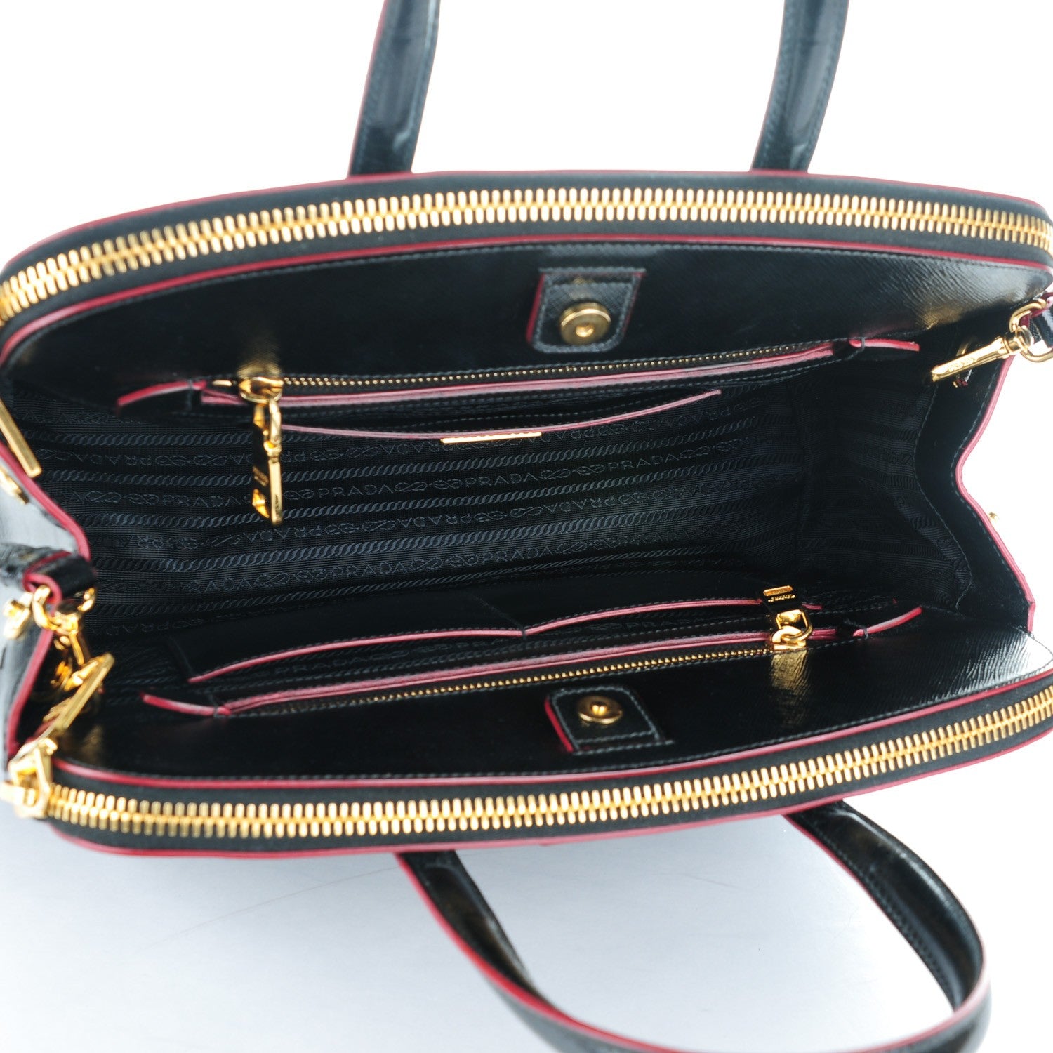 Prada Saffiano Vernice Double Zip Tote Black 5 of 8