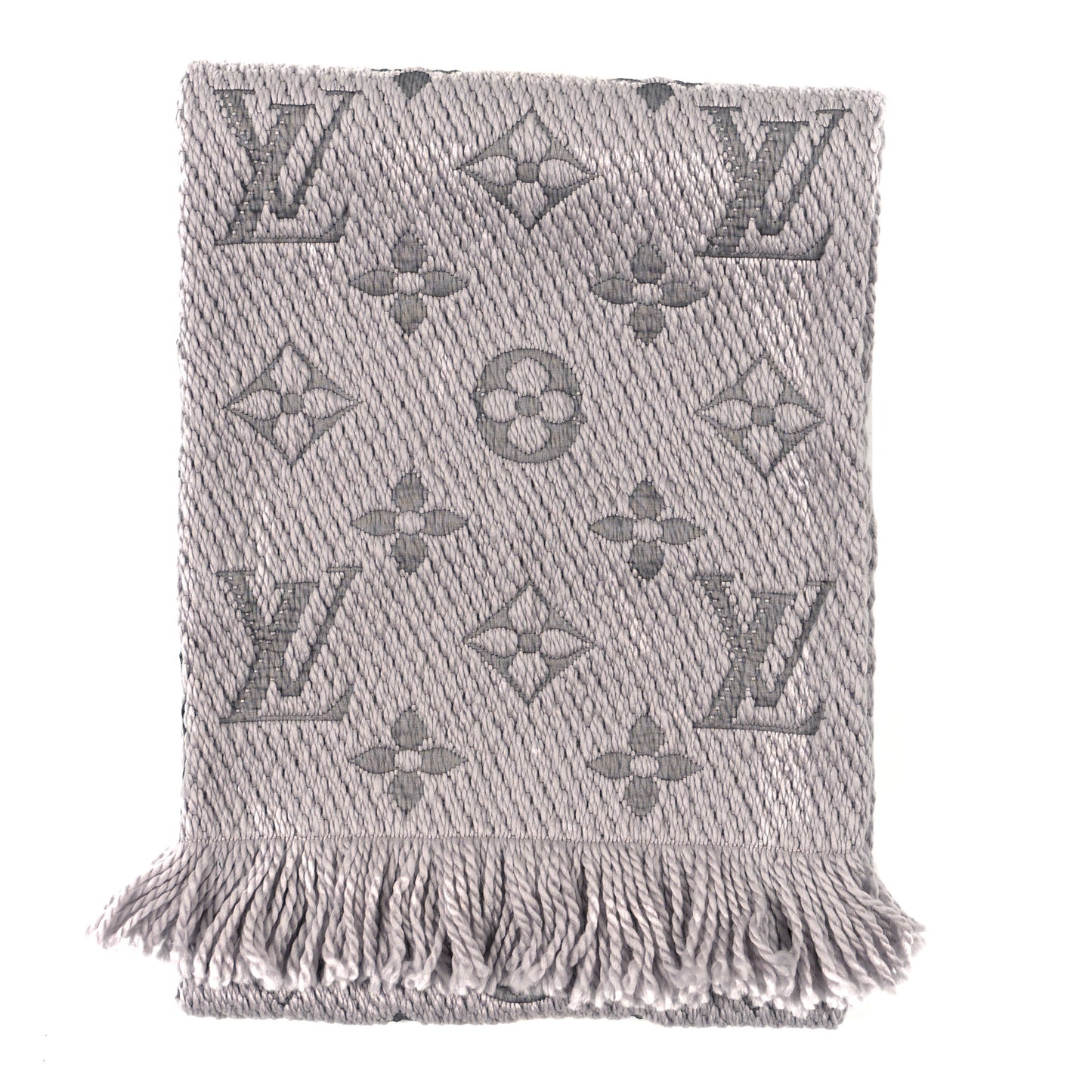Wool Silk Logomania Scarf Pearl Grey