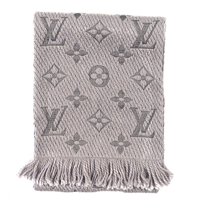 Louis Vuitton Wool Silk Logomania Scarf Pearl Grey 2 of 3