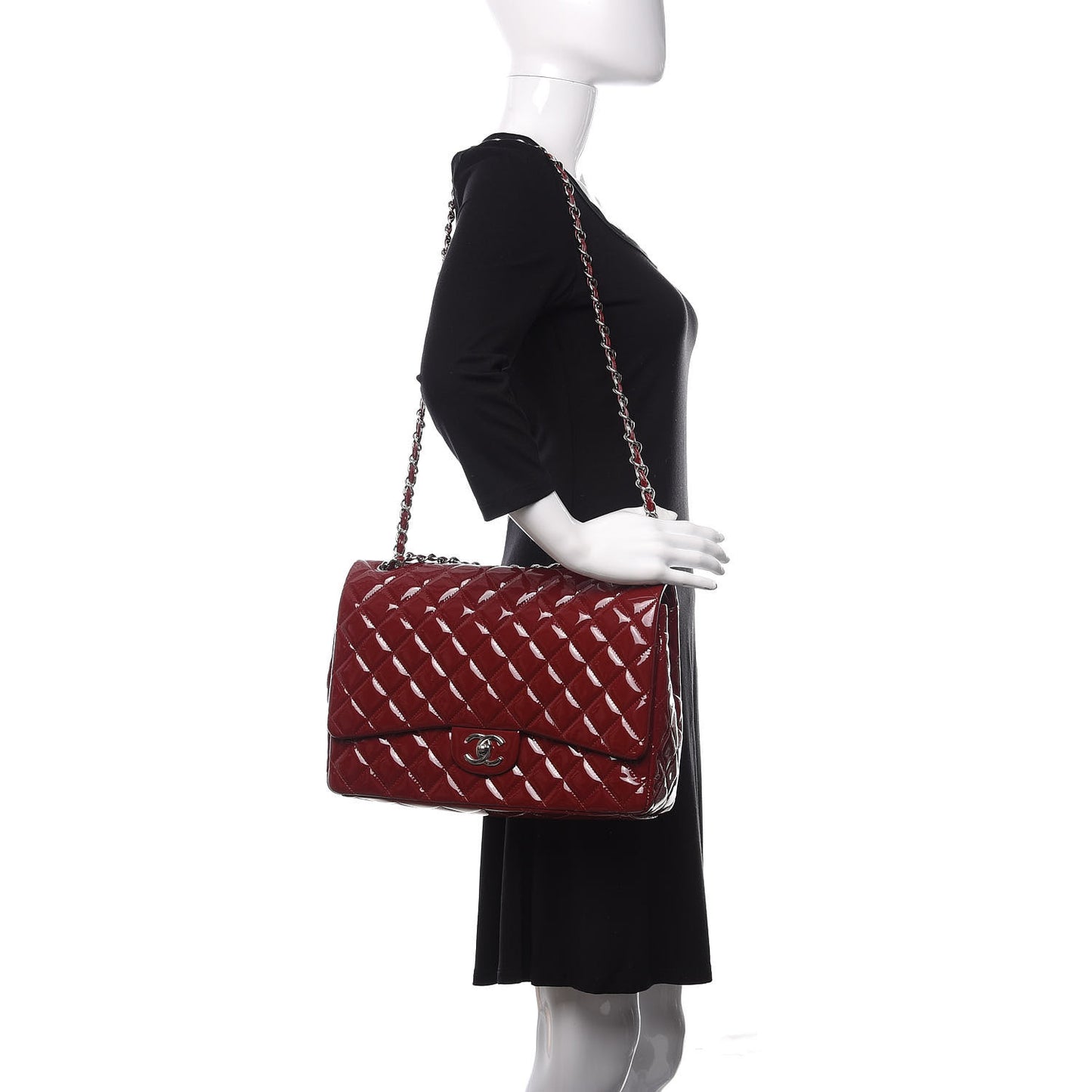Patent Quilted Maxi Double Flap Red