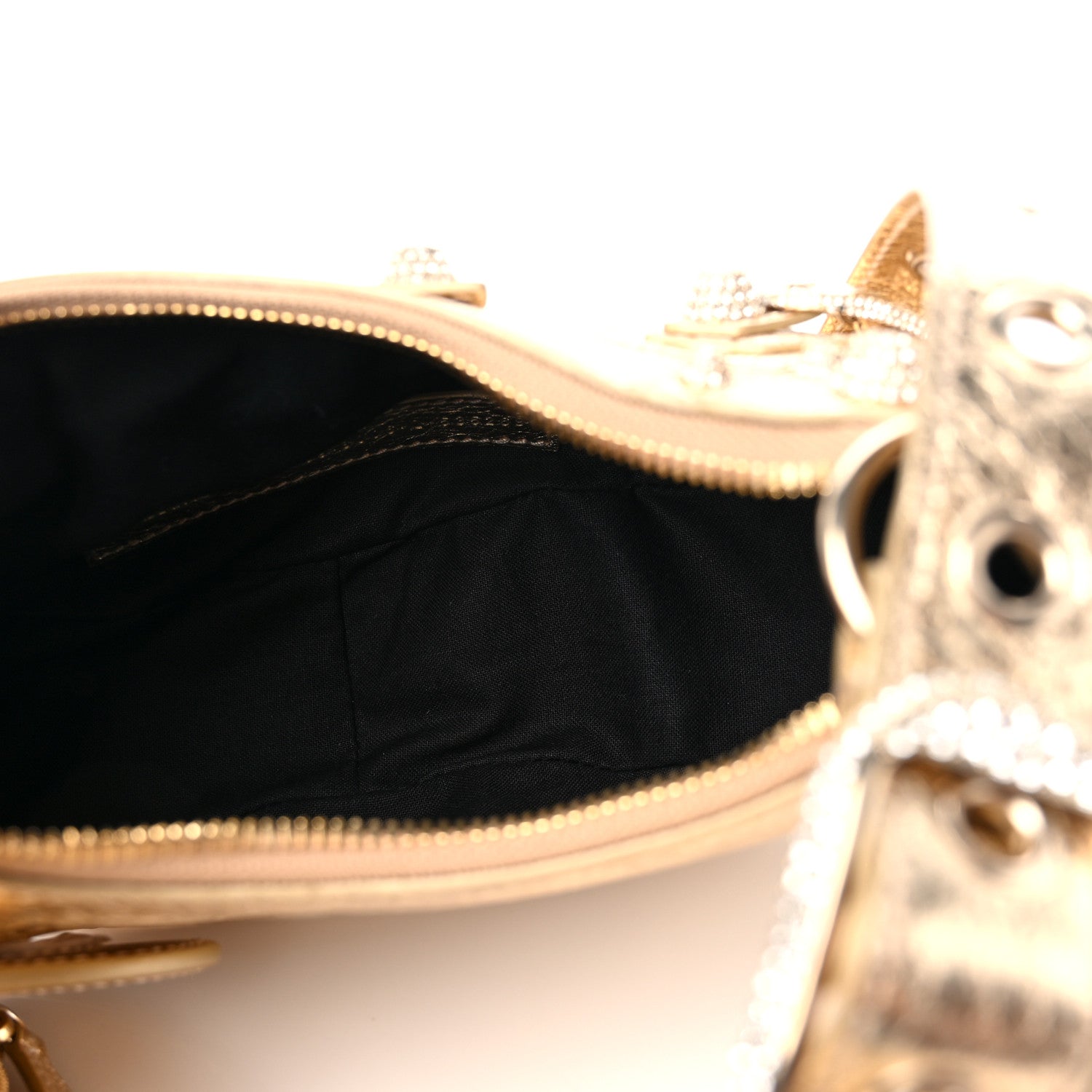 Balenciaga Metallic Agneau Arena Crystal Le Cagole Shoulder Bag XS Light Gold 6 of 10