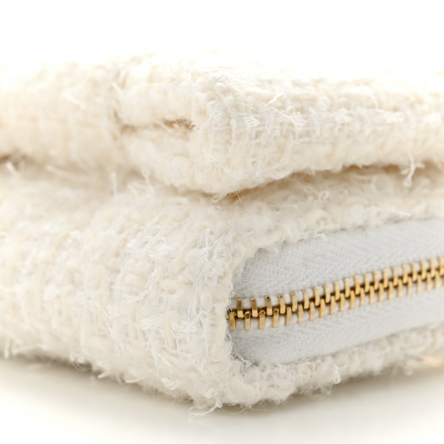 Chanel Tweed Quilted Bow Flap Card Holder On Chain White 11 of 13