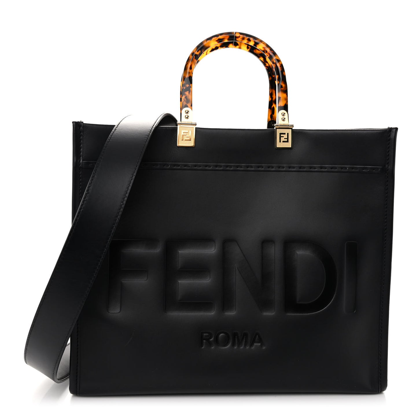 Vitello King Plexiglass Medium Fendi Sunshine Shopper Tote Black