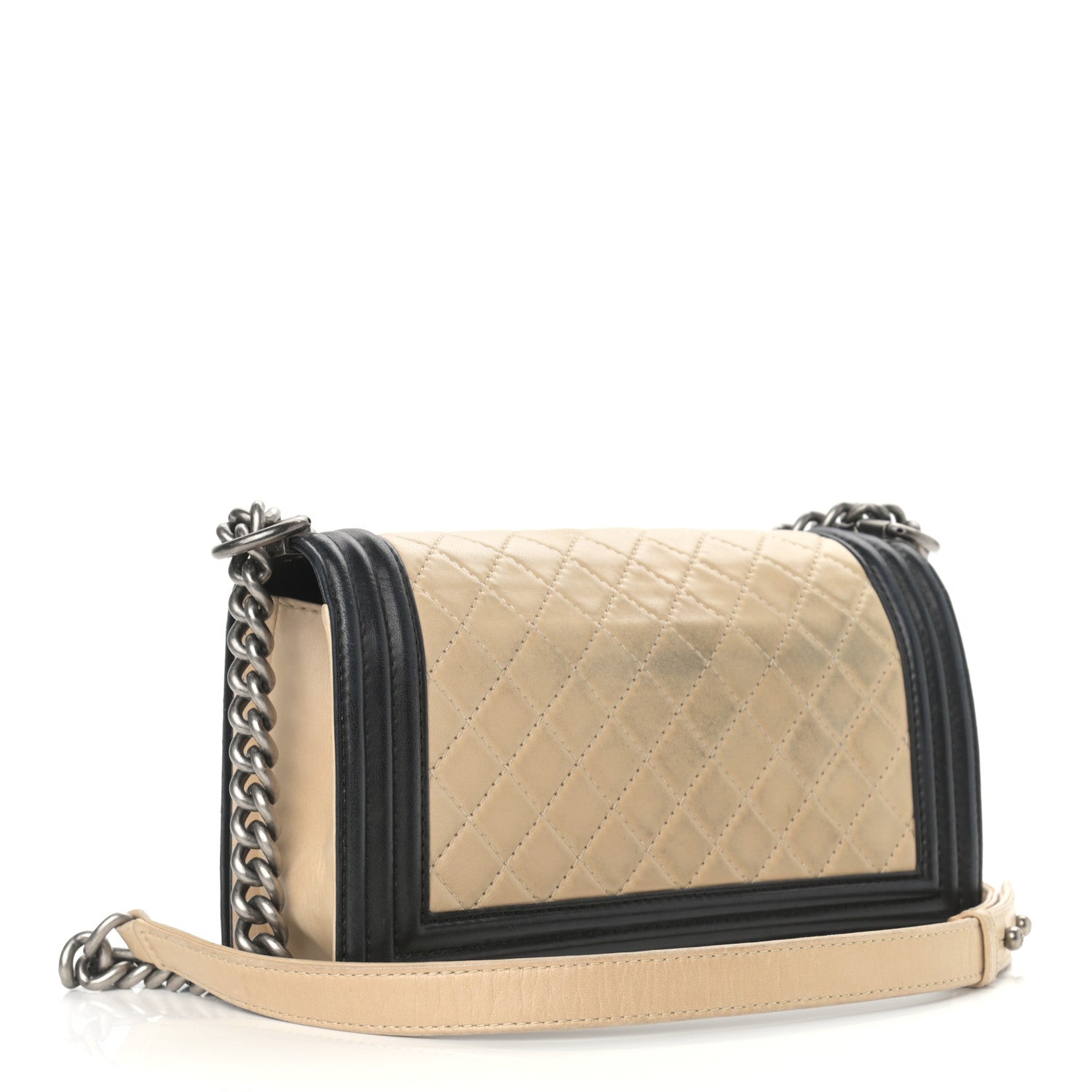 Chanel Lambskin Quilted Medium Boy Flap Black Beige 2 of 11