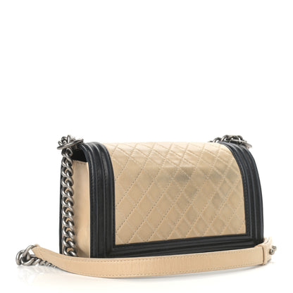 Chanel Lambskin Quilted Medium Boy Flap Black Beige 2 of 11