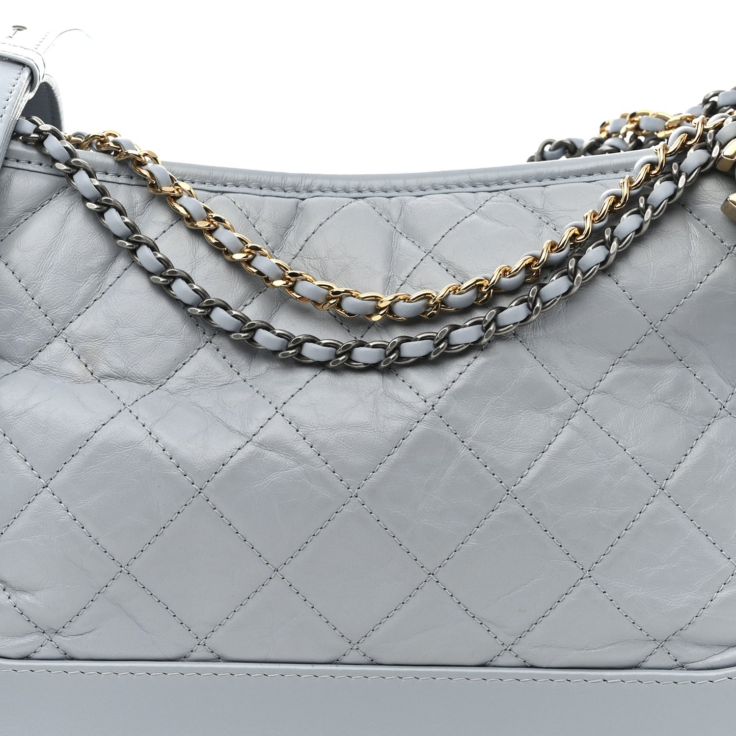 Aged Calfskin Quilted Medium Gabrielle Hobo Light Blue
