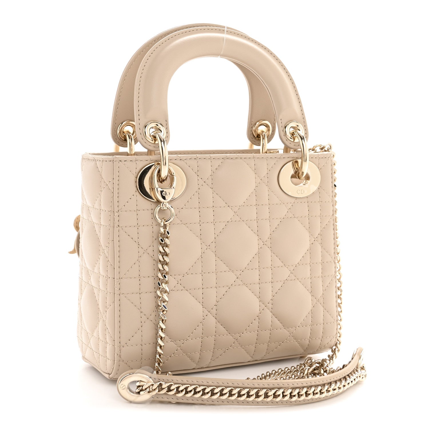 Christian Dior Lambskin Cannage Mini Lady Dior Sand 3 of 14