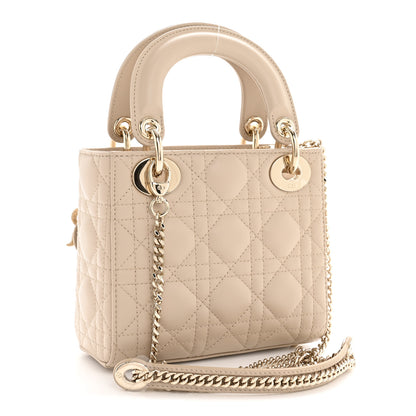 Christian Dior Lambskin Cannage Mini Lady Dior Sand 3 of 14