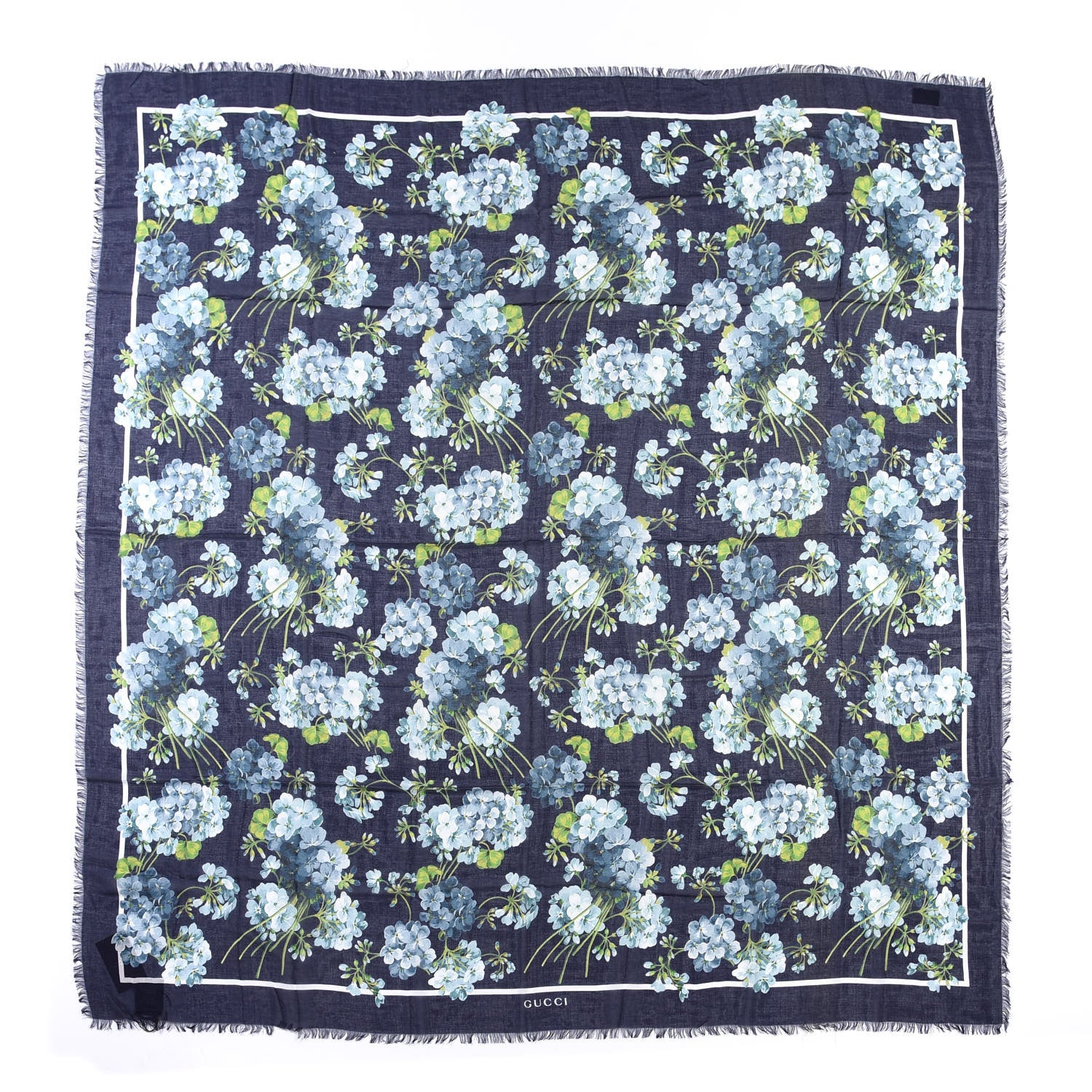 Gucci Modal Silk New Bloomy Shawl Midnight Blue Sky Blue 1 of 5