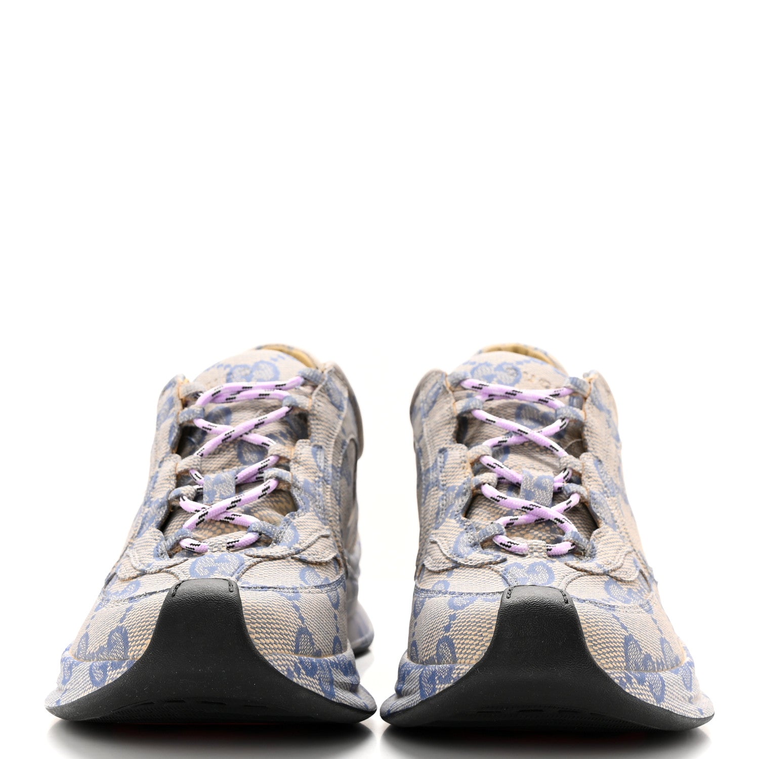 Gucci Ultralight Plume Calfskin Monogram Printed Mens Gucci Run Sneakers 9.5 Beige Blue 2 of 12