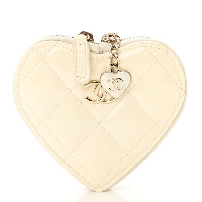 Chanel Patent Calfskin Resin Quilted CC Heart Clutch With Chain Black 4 of 17