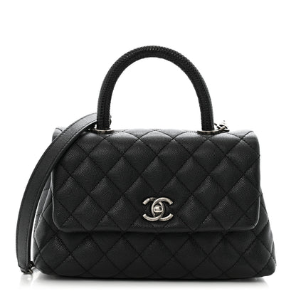 Chanel Caviar Lizard Embossed Quilted Mini Coco Handle Flap Black 1 of 15