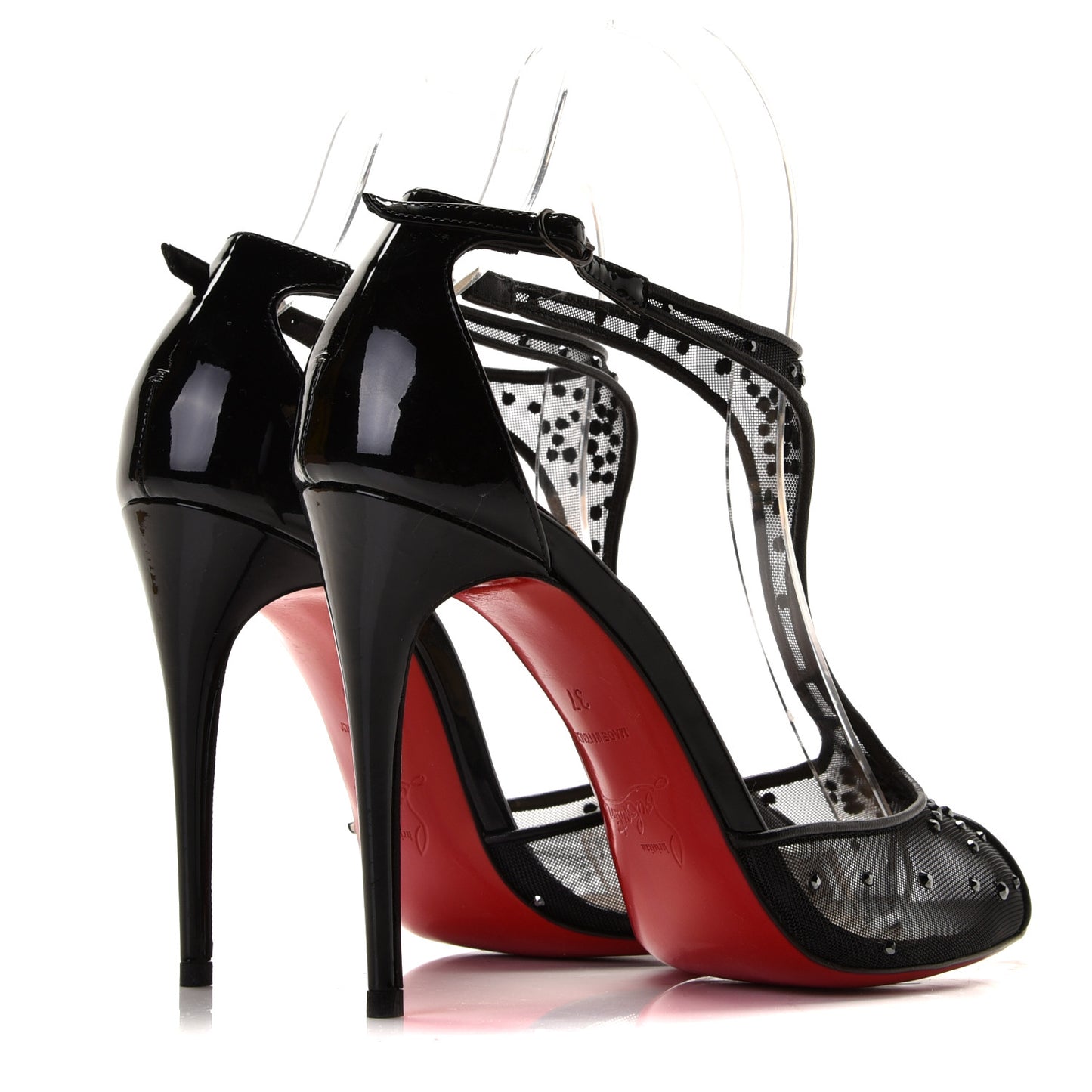 Mesh Embellished Patinana 100 Sandals 37 Black