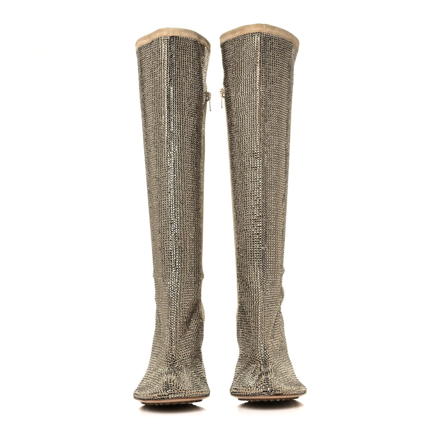 Suede Crystal Sparkle Dot Tall Boots 38.5 Cane Sugar