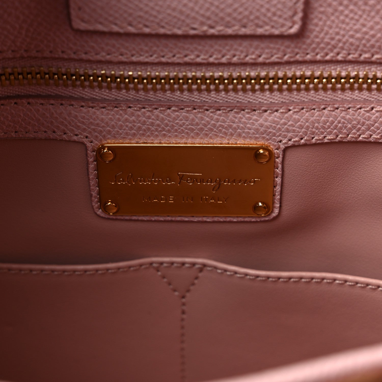 Salvatore Ferragamo Hammered Calfskin Vara Bow Chain Tote Pink 6 of 11