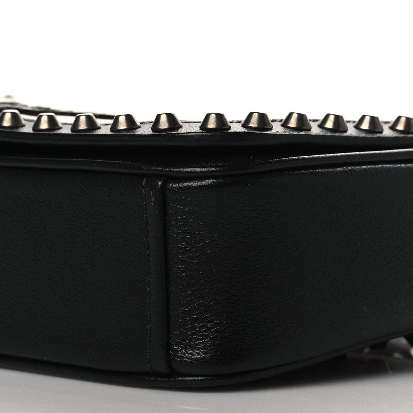 Glace Calfskin Studded Crossbody White Black