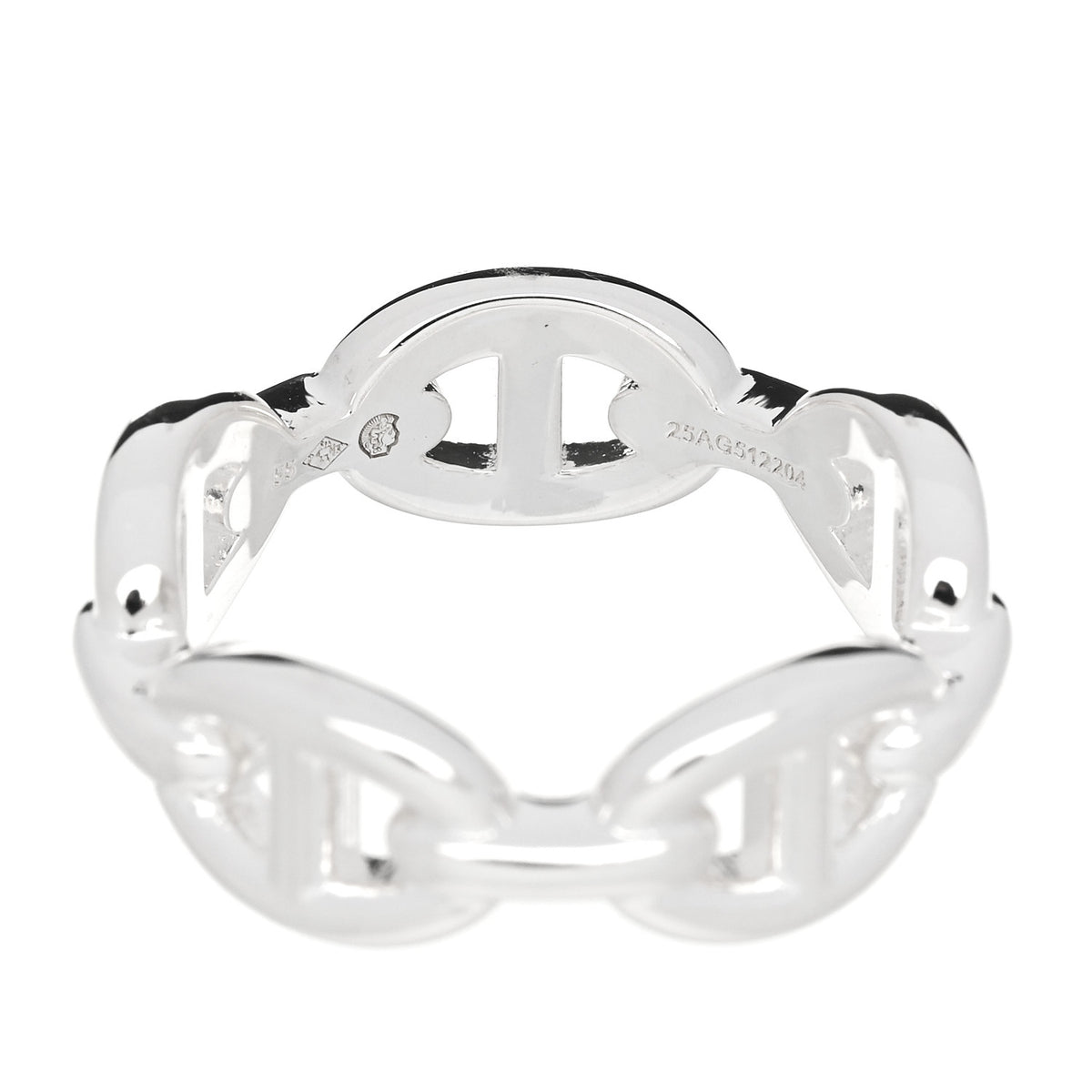 Hermes Sterling Silver PM Chaine d'Ancre Enchainee Band Ring 55 7.25 5 of 7