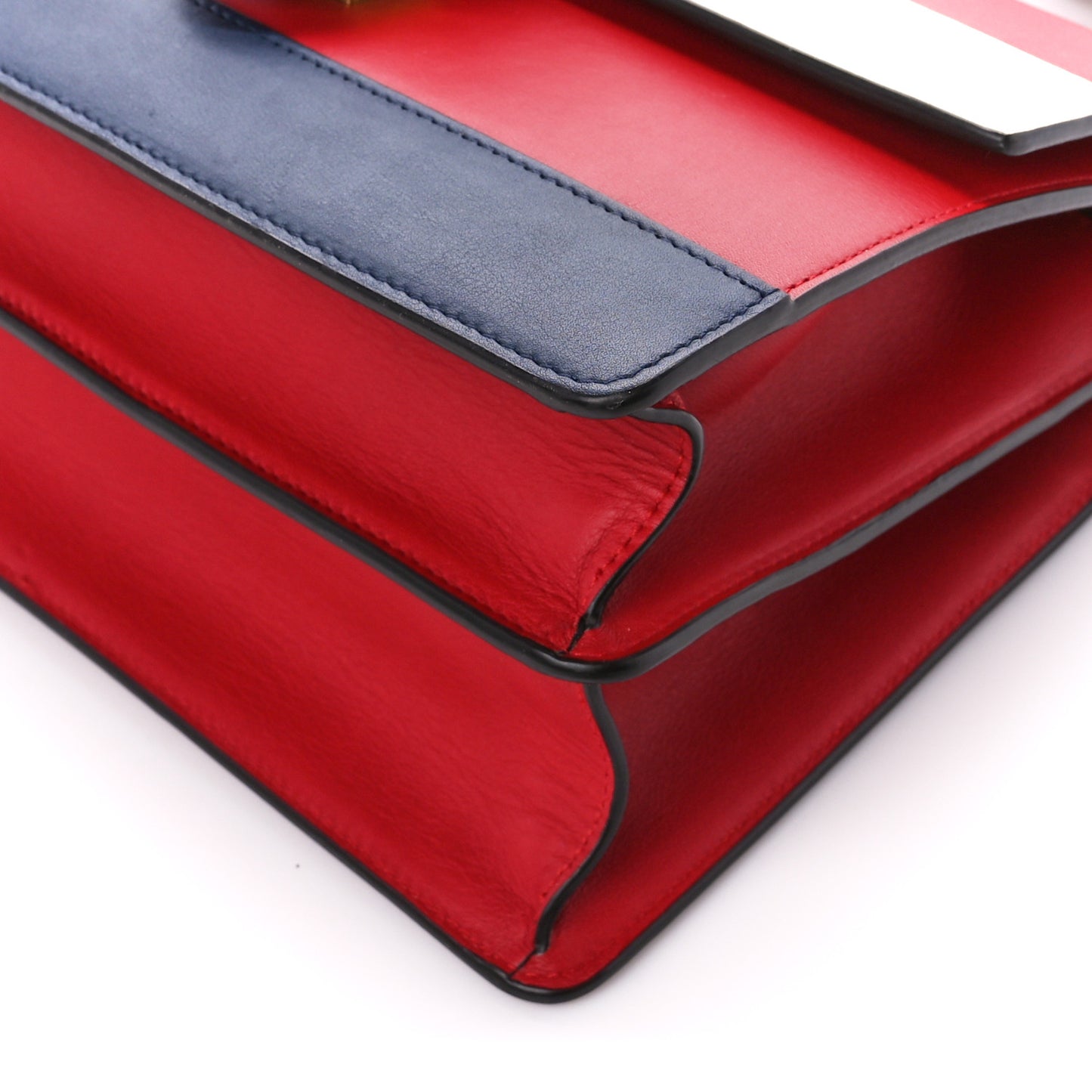 Calfskin Bamboo Web Medium Dionysus Top Handle Bag Red White Blue