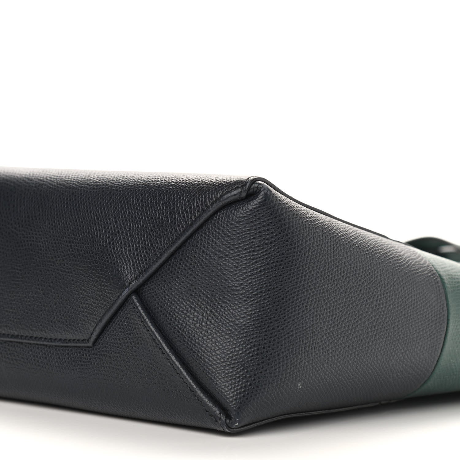 Celine Grained Calfskin Small Vertical Bi-Cabas Dark Green Black 11 of 11