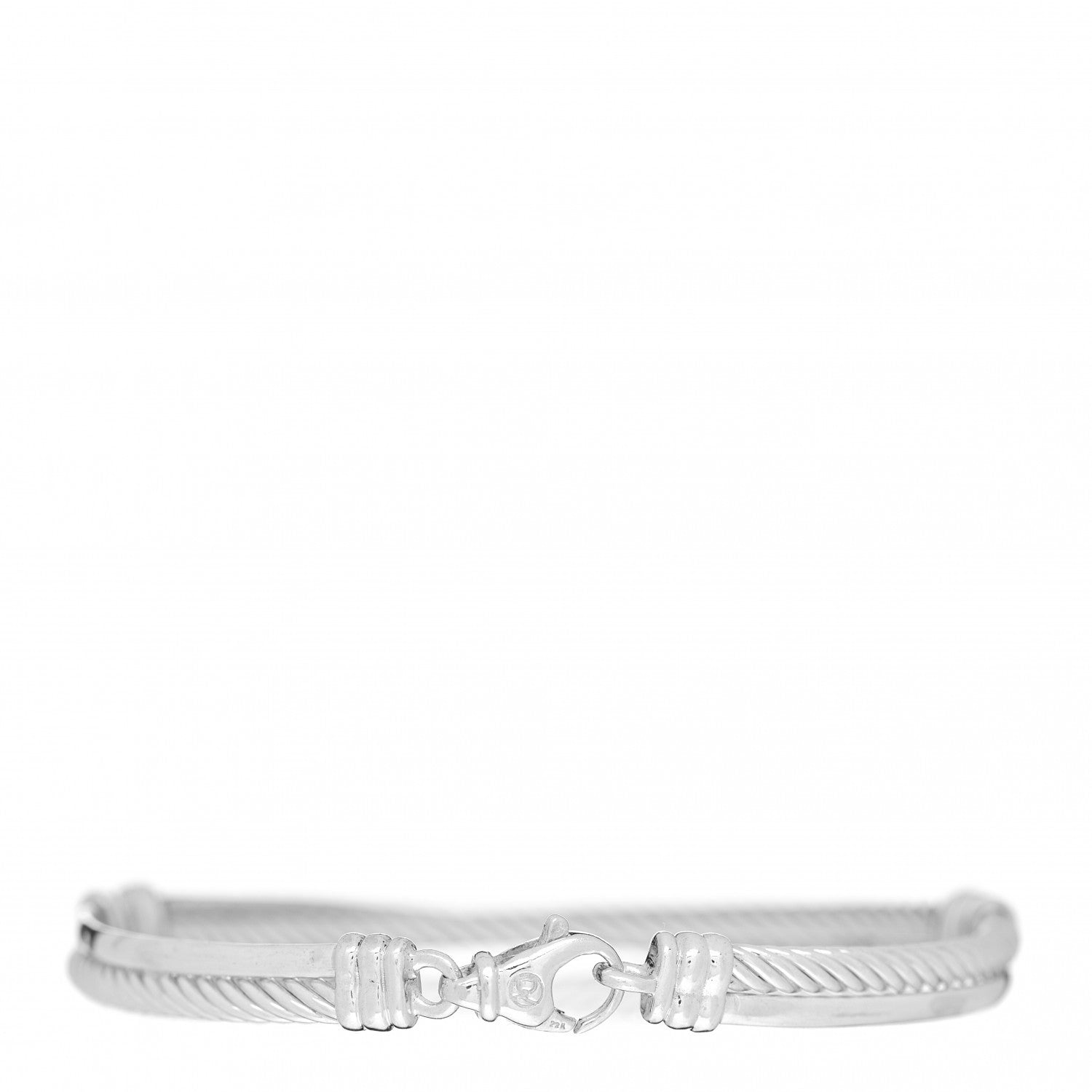 David Yurman Sterling Silver Diamond 3mm Crossover Bracelet 2 of 3