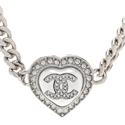 Chanel Pearl Crystal CC Heart Choker Necklace Silver Blue Gold 4 of 5