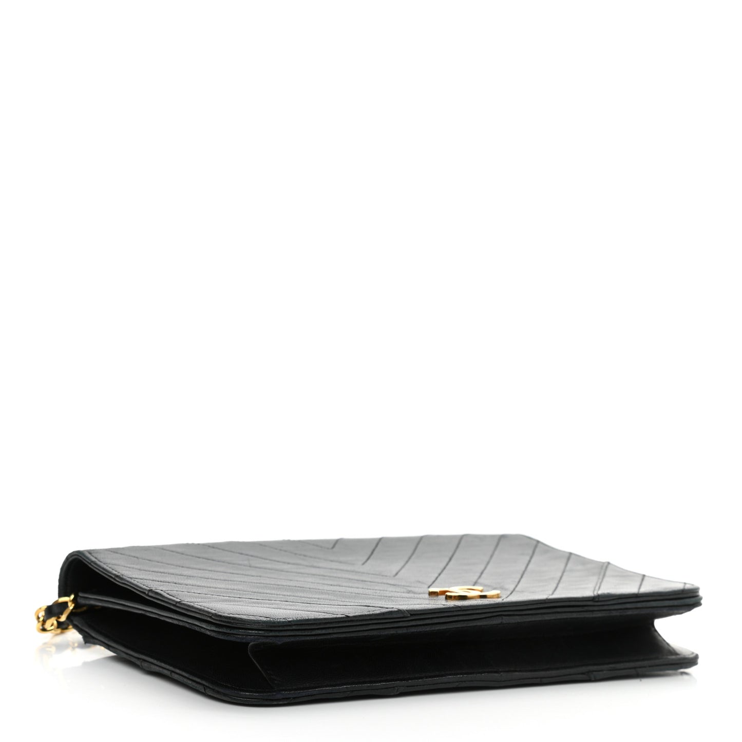 Lambskin Chevron Quilted Small Single Flap Black
