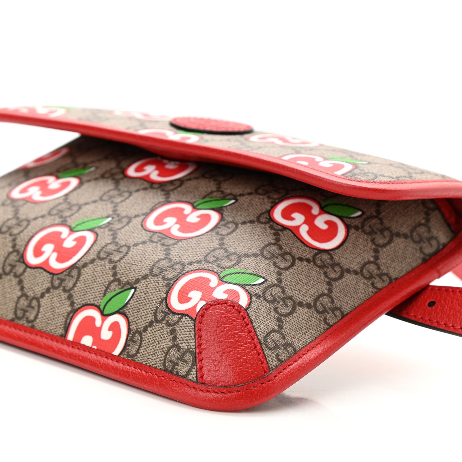 Gucci GG Supreme Monogram Apple Interlocking G Belt Bag Beige Multicolor Lobster Red 11 of 11