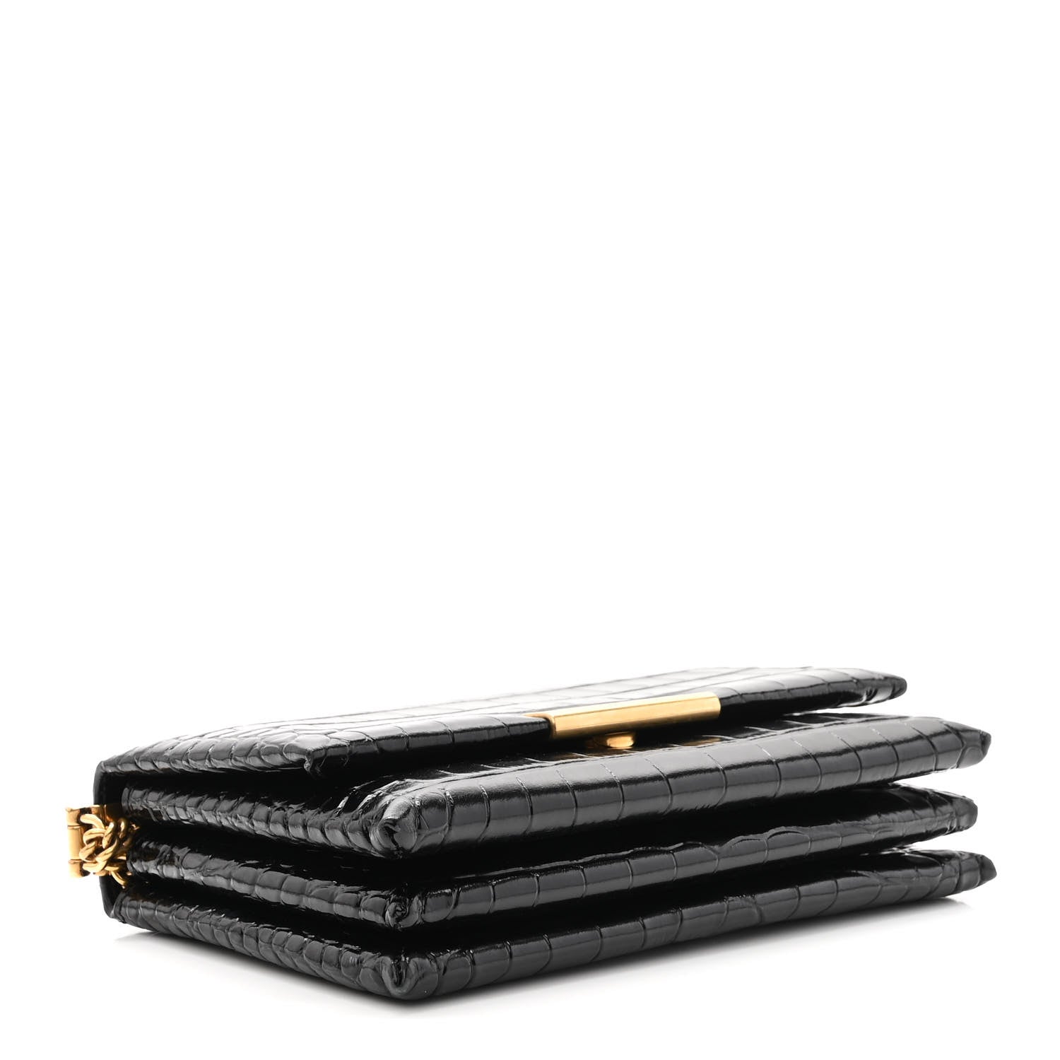 Balenciaga Shiny Extra Supple Calfskin Crocodile Embossed Small Triplet Bag Black 4 of 10