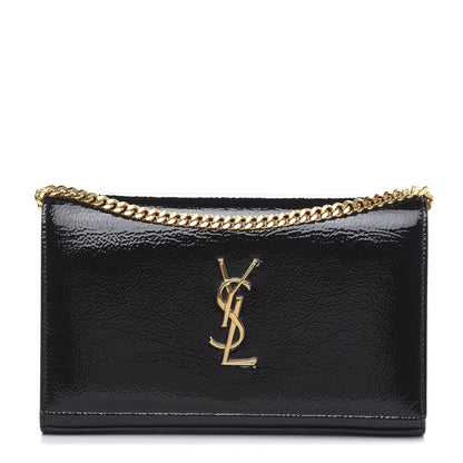 Saint Laurent Textured Patent Calfskin Monogram Kate Chain Wallet Black 1 of 10