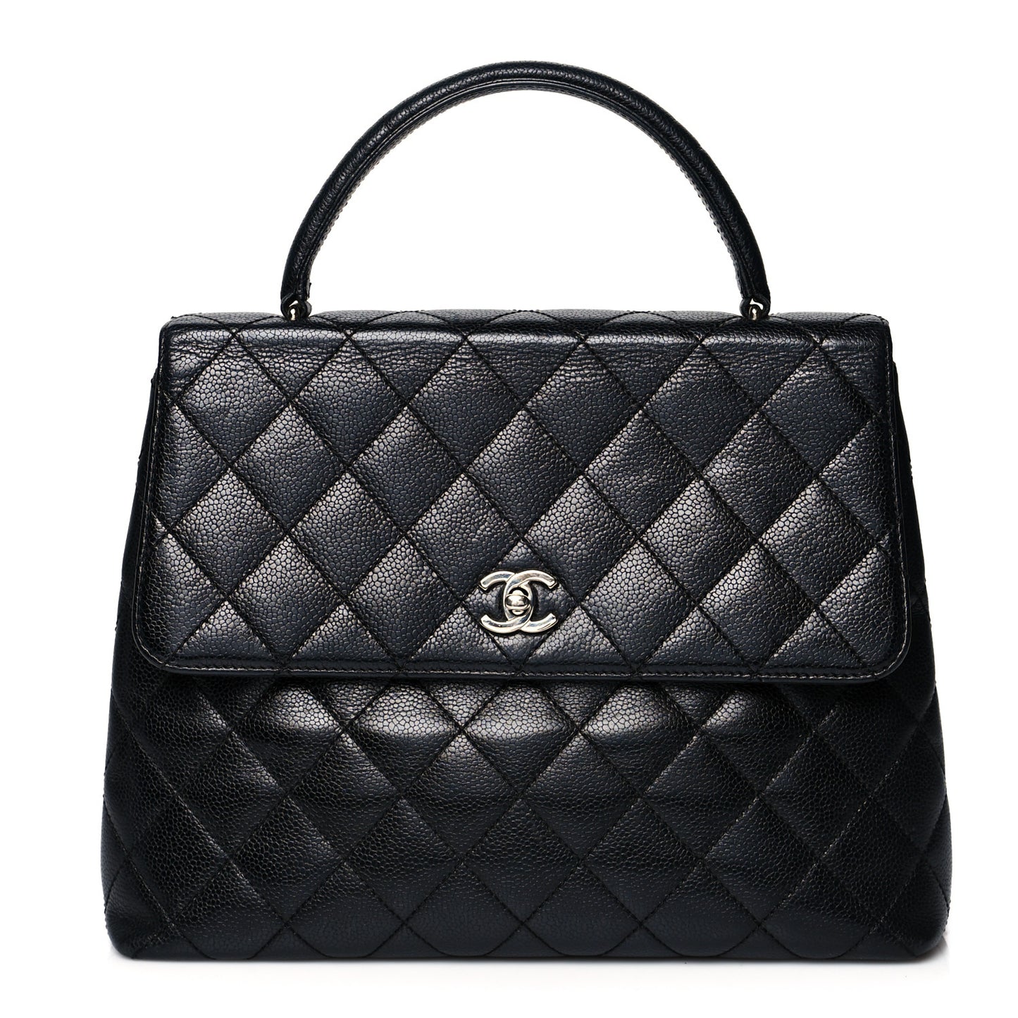 Caviar Quilted Jumbo Kelly Flap Black