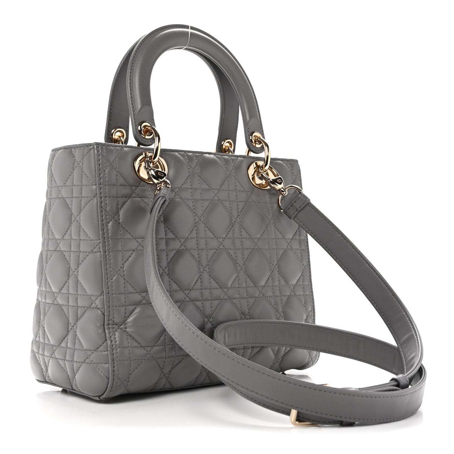 Lambskin Cannage Medium Lady Dior Grey