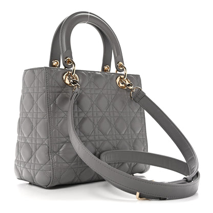 Christian Dior Lambskin Cannage Medium Lady Dior Grey 3 of 13