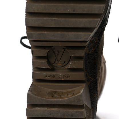 Louis Vuitton Suede Calfskin Monogram Laureate Platform Desert Boots 37 Taupe 6 of 7